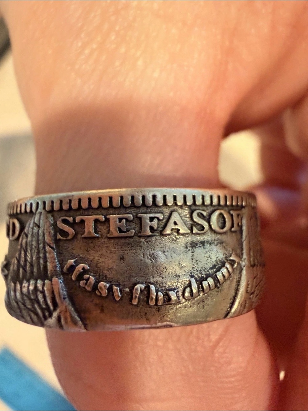 Vintage-Style Silver Tone Men’s Coin Ring - Silver size 10